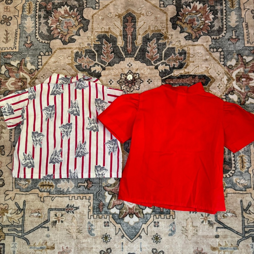 Vintage Girls 70s Clothing Lot 7pc Colorful Heart Button Flare Pants Tops Dress - Picture 7 of 16